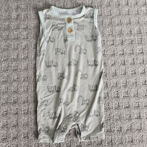 Sleeveless Baby Romper Construction Trucks